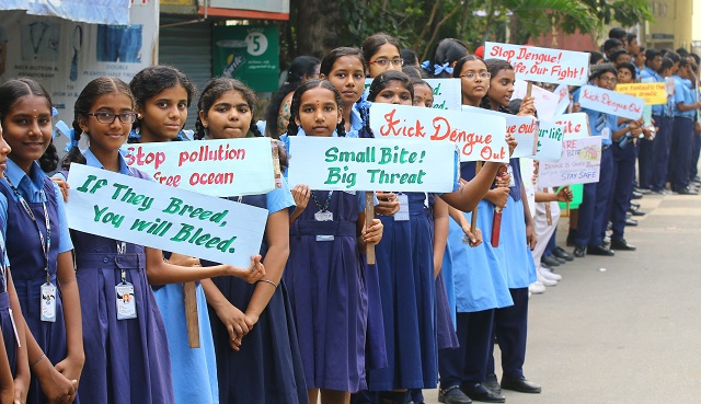 Dengue Awareness Rally among students held at Velammal 